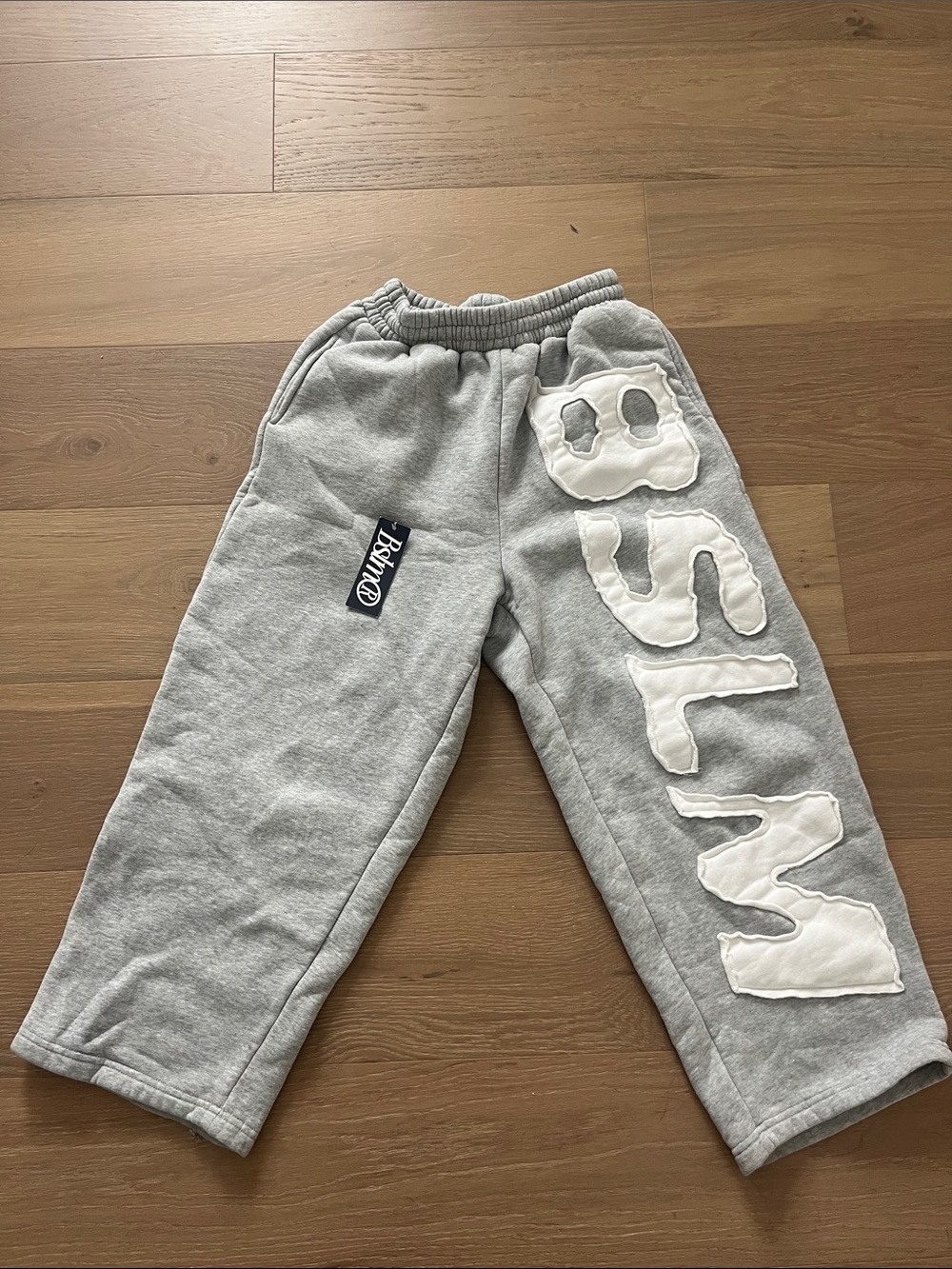 BSLM grey sweats with white embroidery